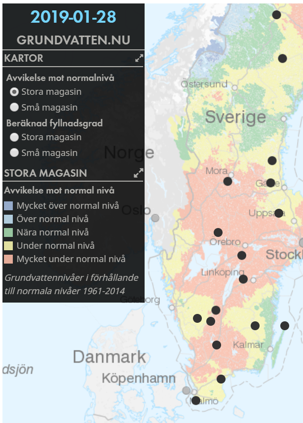 På grundvatten.nu kan du hitta info om aktuella grundvattennivåer. Klicka på bilden för att komma till webbplatsen.