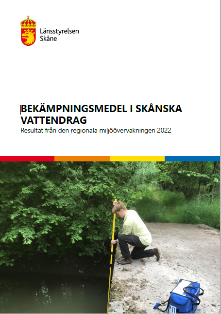 Framsida rapport Bekämpningsmedel i skånska vattendrag. Resultat från den regionala miljöövervakningen.
