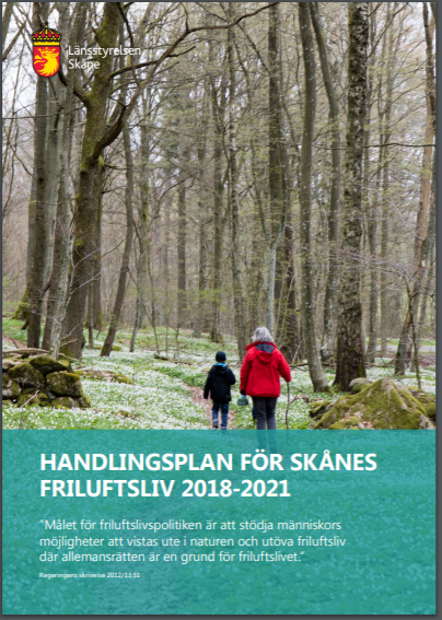 Omslagsbild av Handlingsplan för Skånes friluftsliv 2018-2021. Klicka på bilden för att komma till rapporten (pdf)