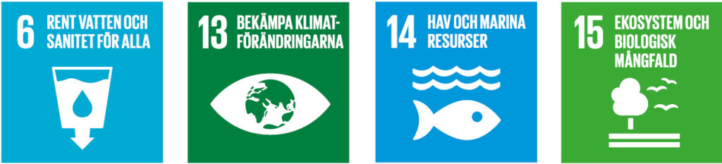 Logotyper för de globala mål som rör Hållbar mark- och vattenanvändning
