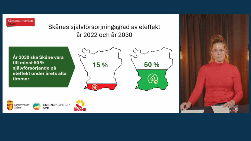 Skärmbild från lanseringen av klimat- och energistrategi för Skåne