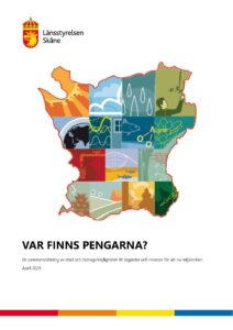 Rapportframsida som visar en Skånekarta med miljömålsillustrationer.